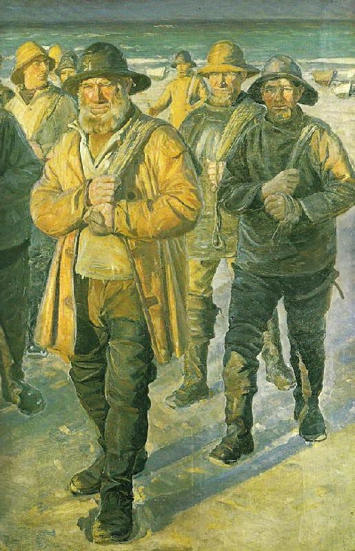 Michael Ancher fiskere pa vej hjem fra nordstranden i aftenbelysning China oil painting art